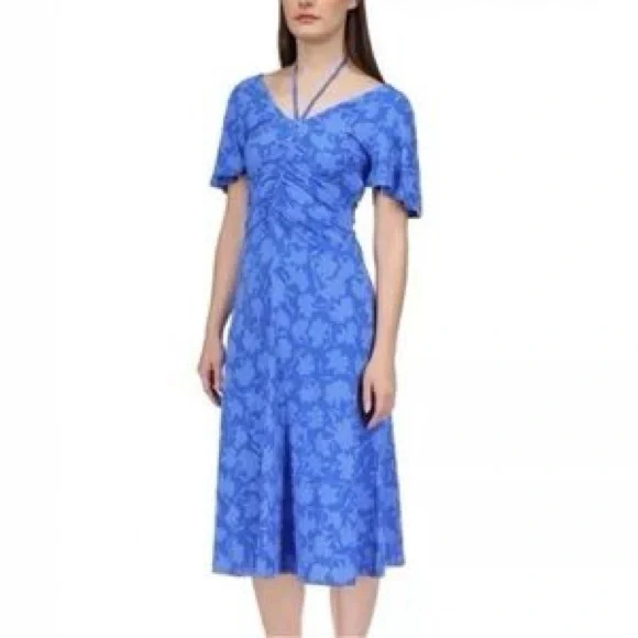 Michael Kors Blue Floral Midi Dress - Picture 3 of 4